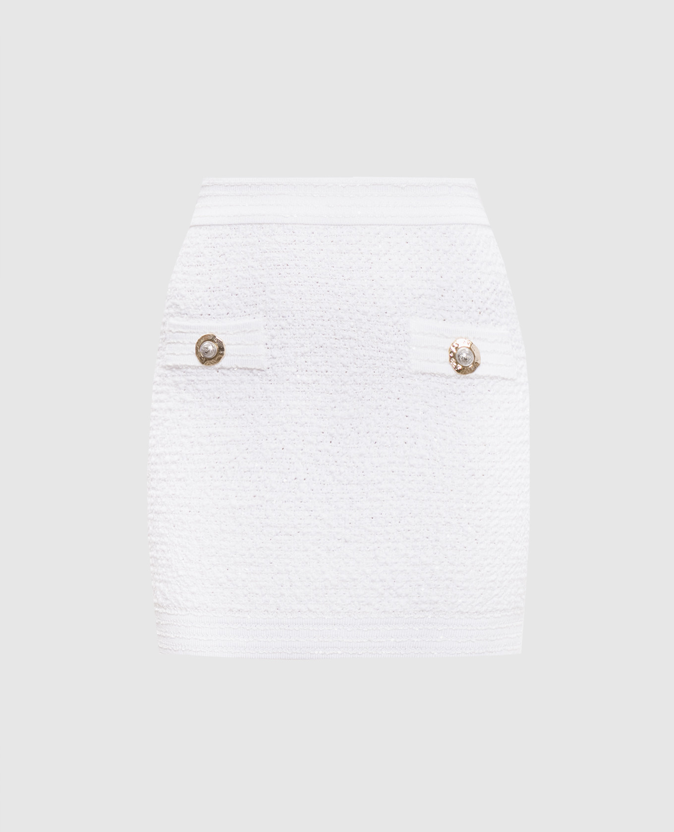 

White tweed mini skirt with sequins Balmain
