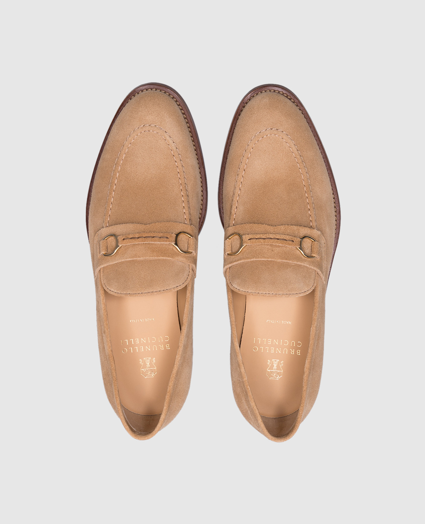 Beige suede loafers Brunello Cucinelli 4