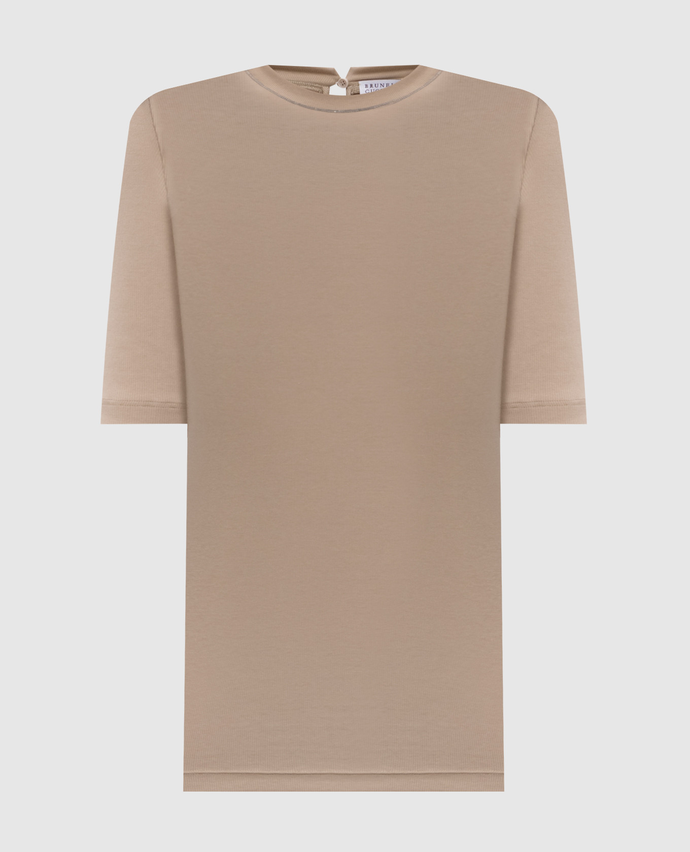 Beige ribbed top with monil chain Brunello Cucinelli