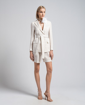 Peserico Beige striped linen shorts E0411302764