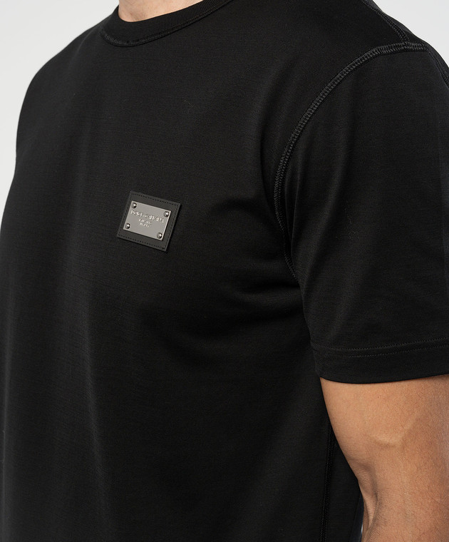 Tシャツ・カットソー DOLCE  GABBANA Men T Shirts G8PT1TG7F2I Black Dolce&Gabbana - Black t-shirt with metallic logo G8PT1TG7F2I