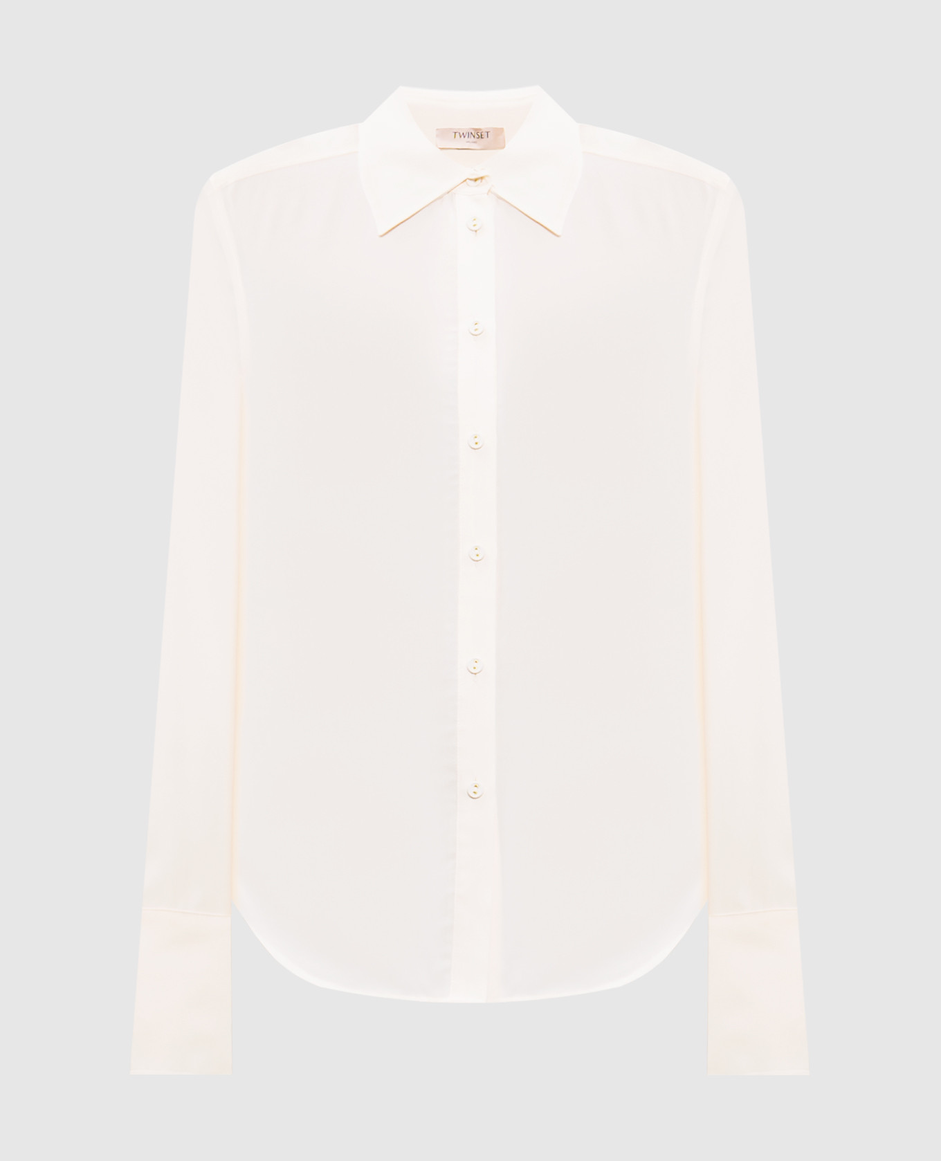 

Beige silk blouse with logo Twinset