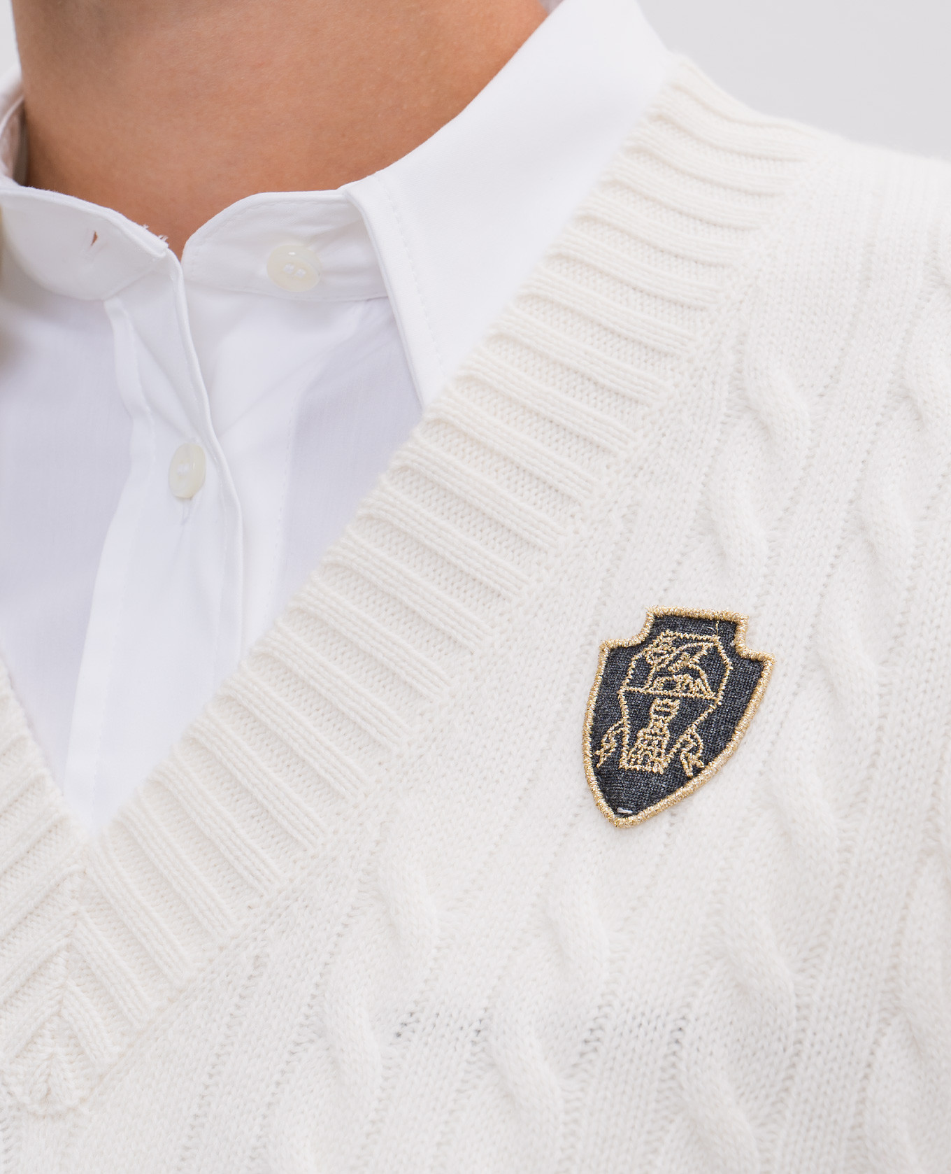 White cashmere vest with logo patch Brunello Cucinelli 5
