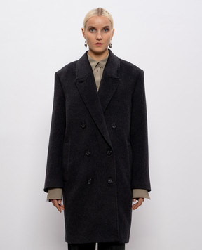 Toteme Gray double-breasted cashmere coat 254WRO0232FB0484