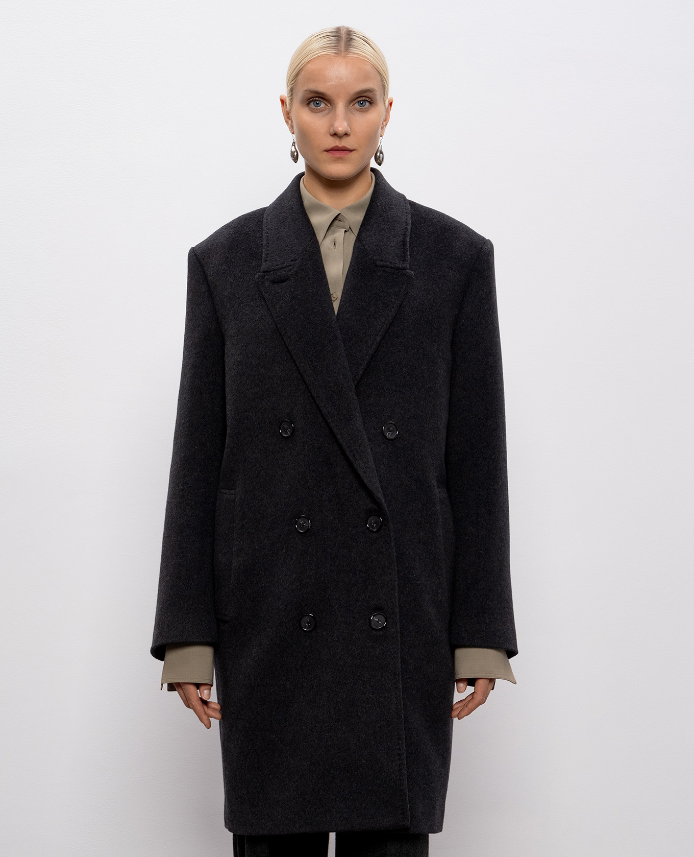 

Gray double-breasted cashmere coat Toteme, Grey