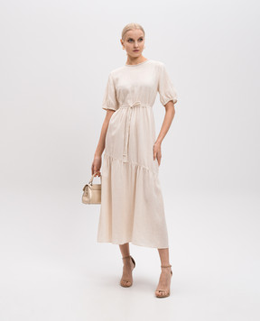 Peserico Beige linen maxi dress S02163A02600