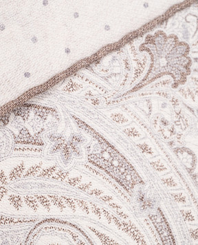 Brunello Cucinelli Beige silk scarf with a paisley pattern MR8720091