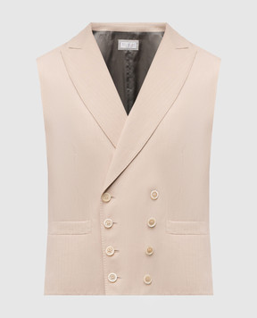 Brunello Cucinelli Beige double-breasted wool and linen vest MD4471932F