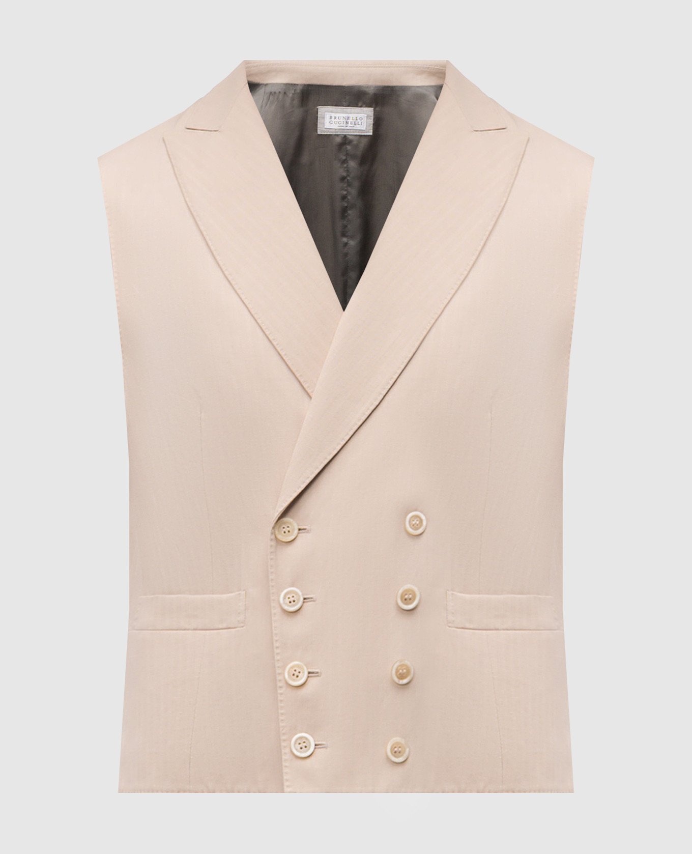 

Beige double-breasted wool and linen vest Brunello Cucinelli