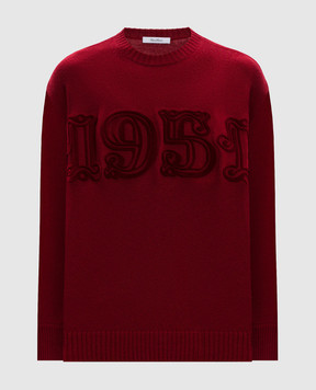 Max Mara FIDO red wool and cashmere jumper with textured branded pattern FIDO
