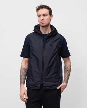 Moncler Blue vest with logo print K10911A00172539ZD