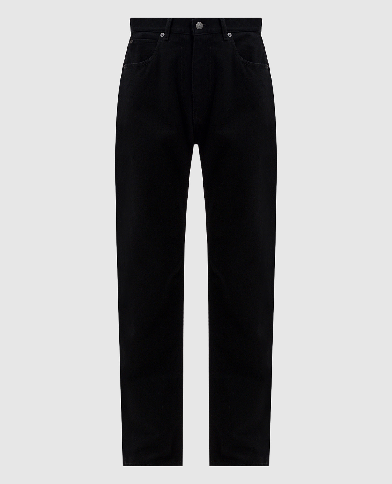 Black jeans with leather logo patch Valentino