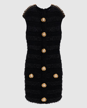 Balmain Black mini dress with lurex EF0R6140KI46