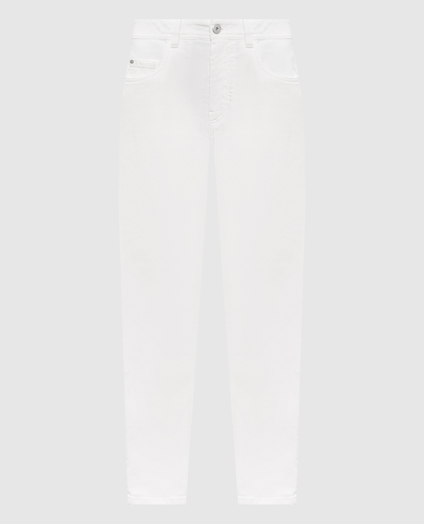 

White jeans with logo patch Brunello Cucinelli