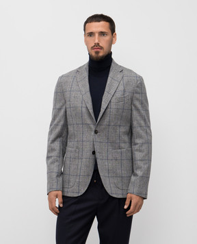Peserico Gray checked wool and cashmere jacket R5100907389