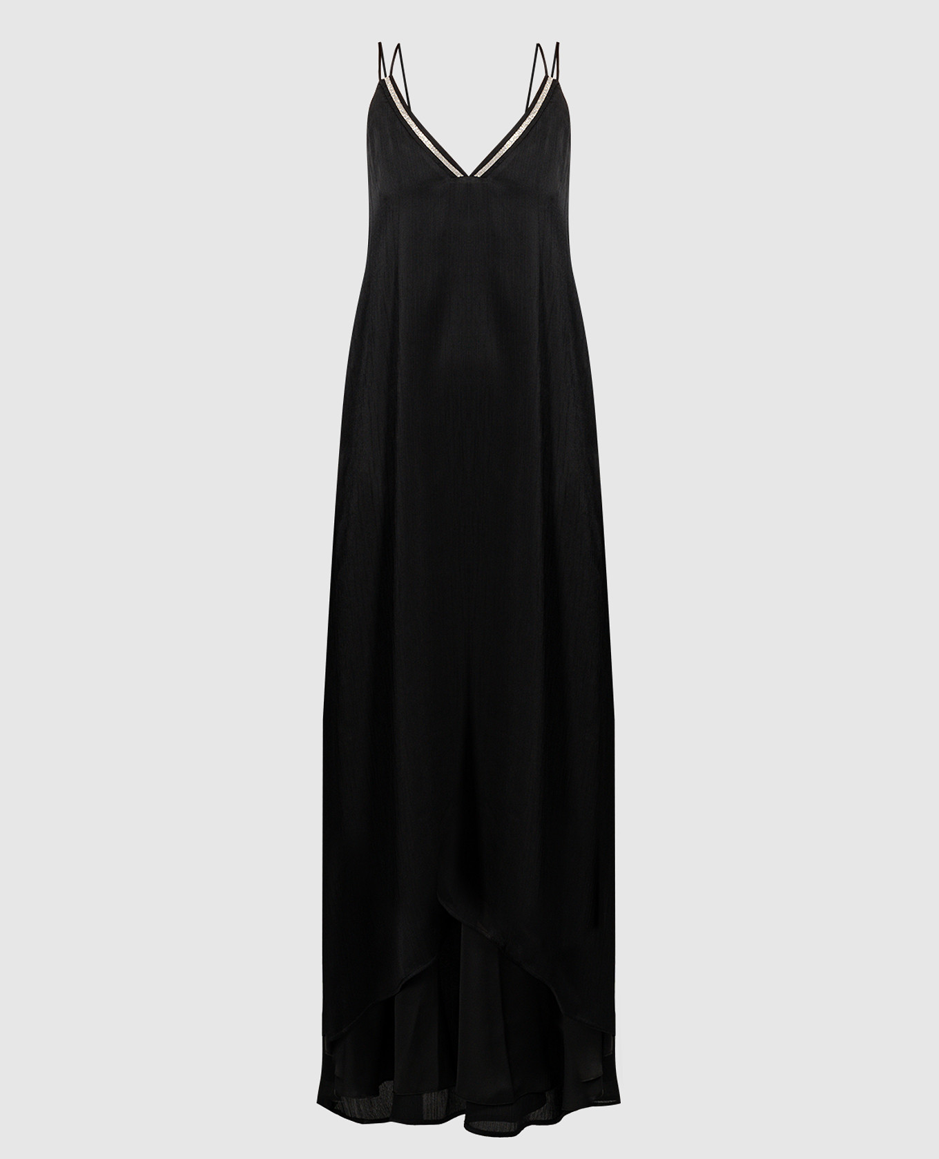 

Black asymmetric dress with monil chain Peserico