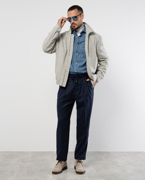 Brunello Cucinelli Blue pants made of wool ME226E1710