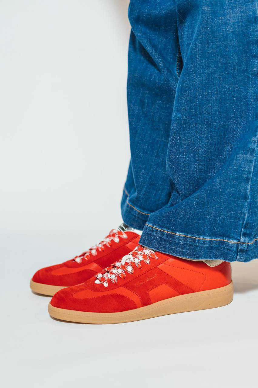

DBS Oly red leather sneakers Santoni