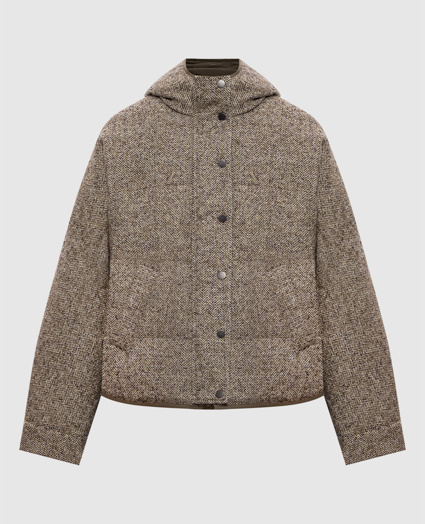 

Brown reversible down jacket with wool and silk Brunello Cucinelli