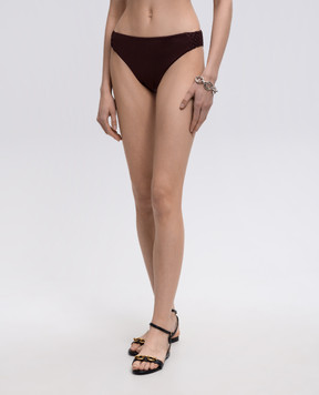 Fisico Brown swimsuit panties with braiding FS11M0