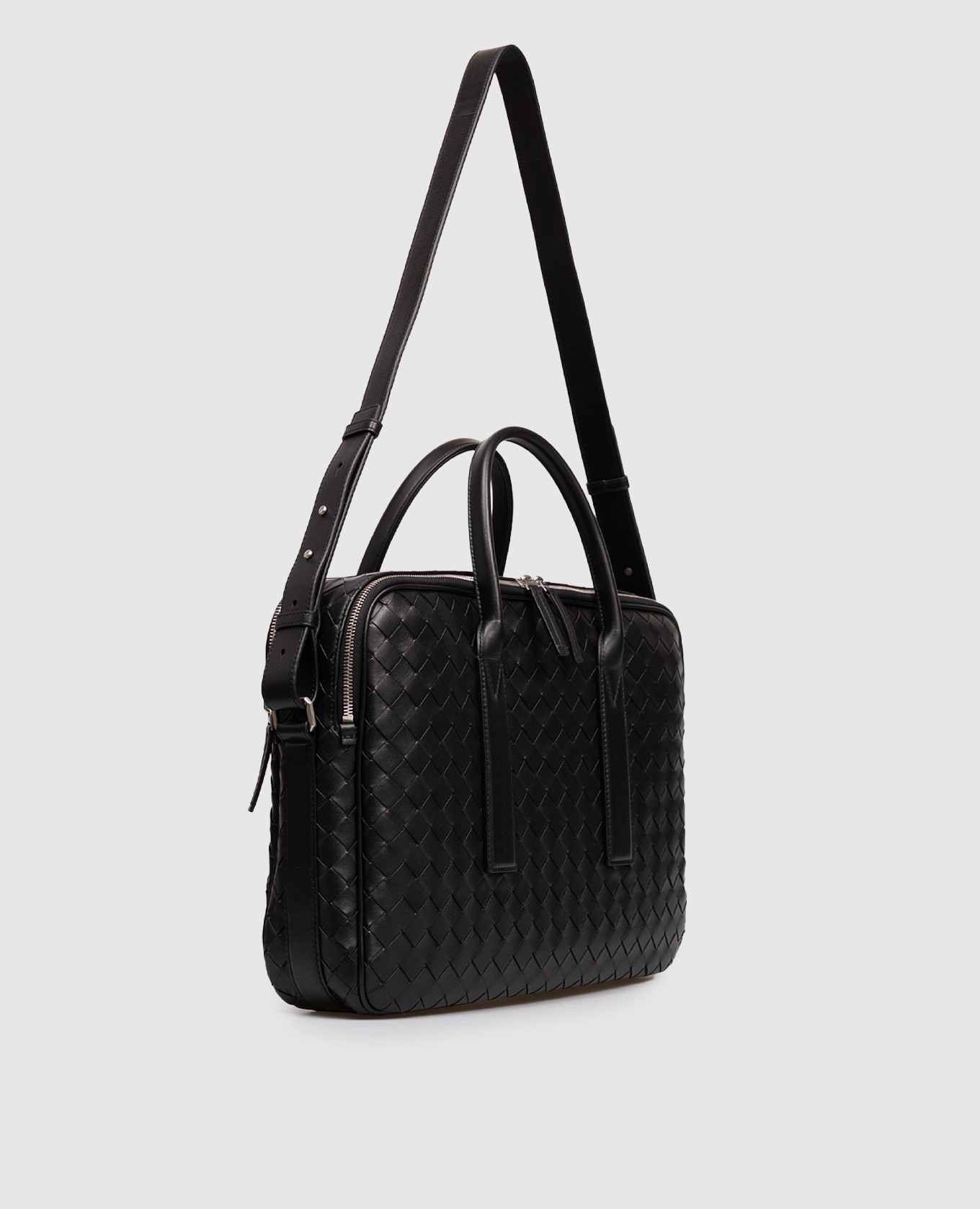 Black leather briefcase Bottega Veneta 3
