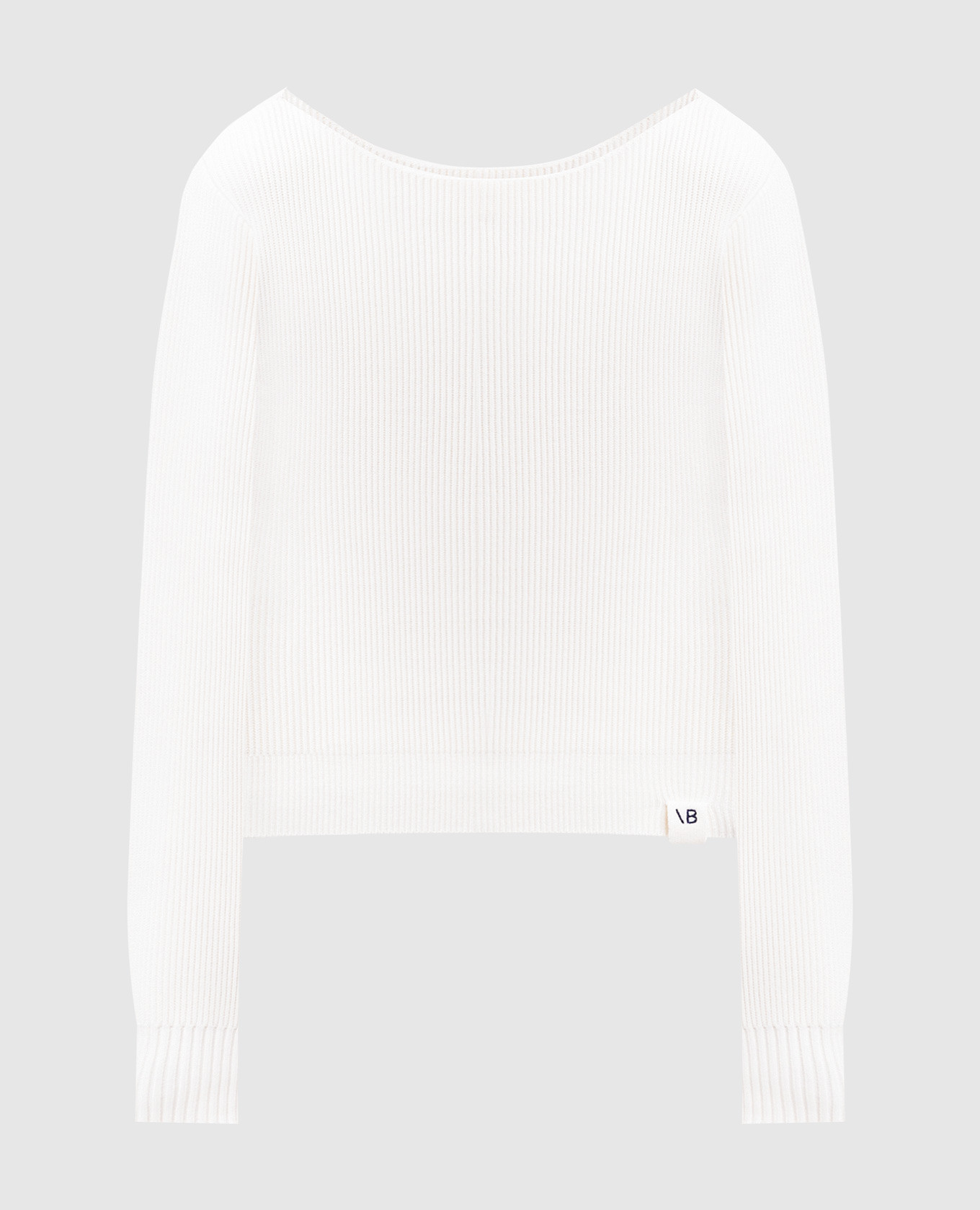 White sweater with monogram logo patch Victoria Beckham