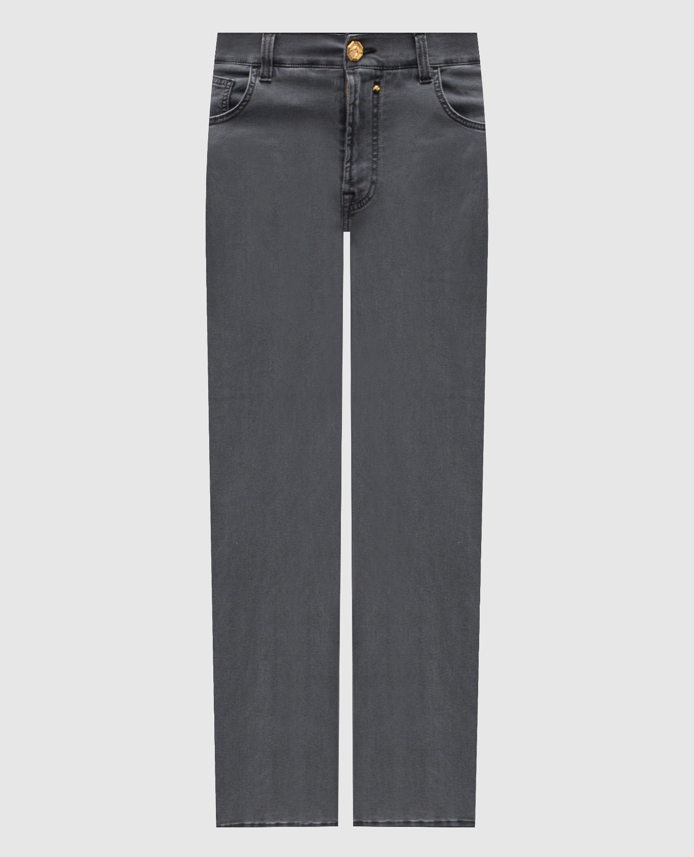 Grey jeans with logo embroidery Stefano Ricci