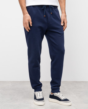 Brunello Cucinelli Blue joggers with contrast trim MW8633311G