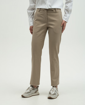 Brunello Cucinelli Beige pants with monil chain MP126P8599