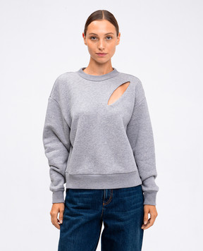 Alexander McQueen Gray crew neck sweatshirt with logo embroidery 794769QLAC8