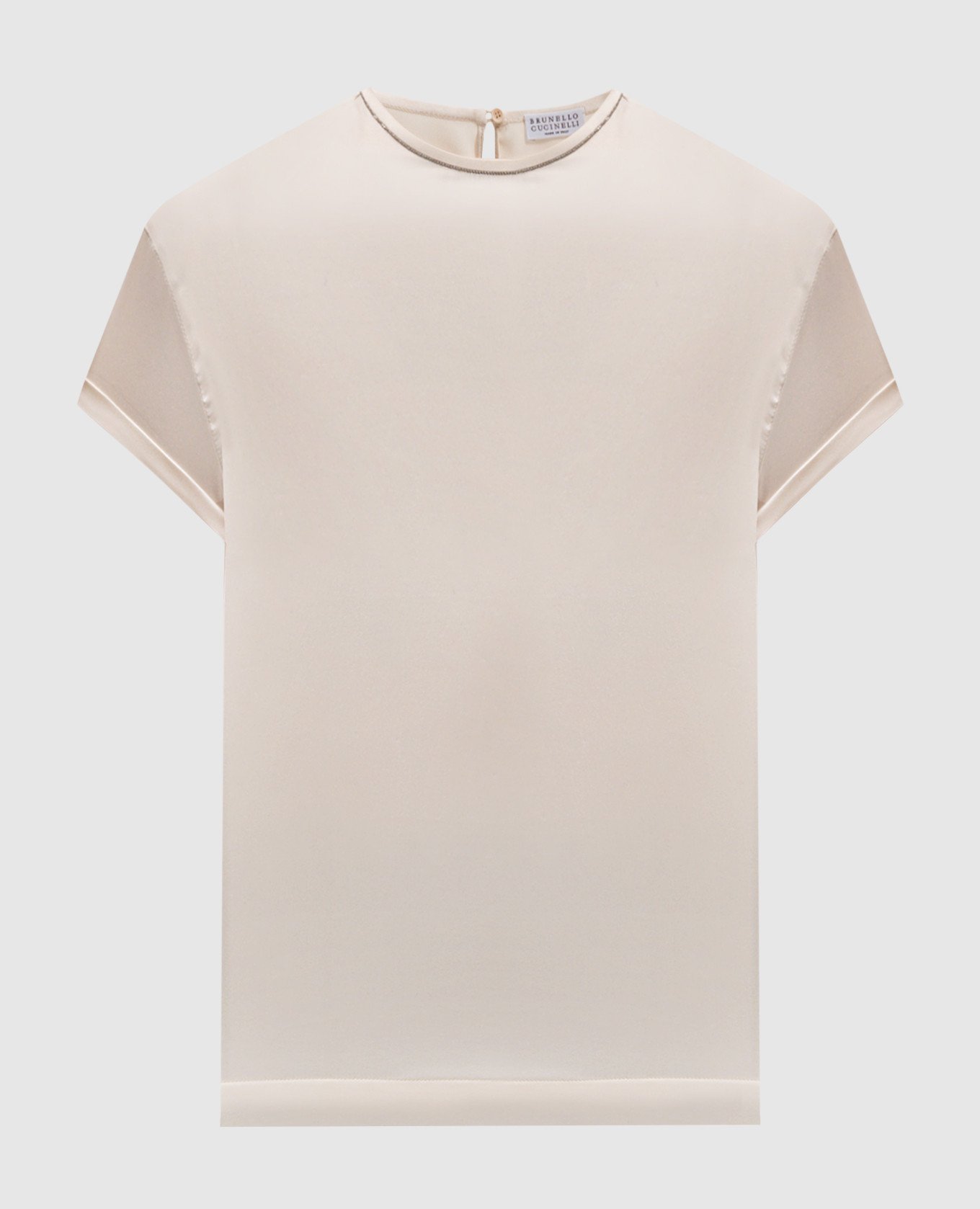 

Beige silk blouse with monil ecolathoon chain Brunello Cucinelli