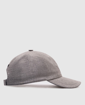 CAPOBIANCO Gray linen cap with logo 18MC1LL00