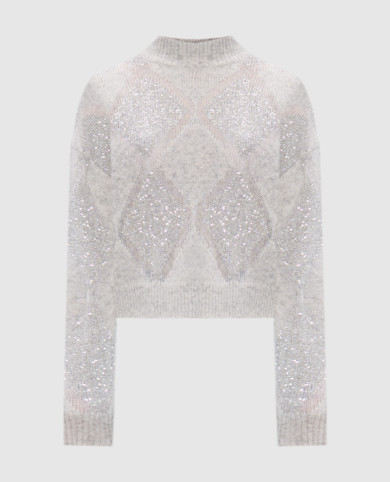 

Gray sweater made of wool in a geometric pattern Brunello Cucinelli, Grey