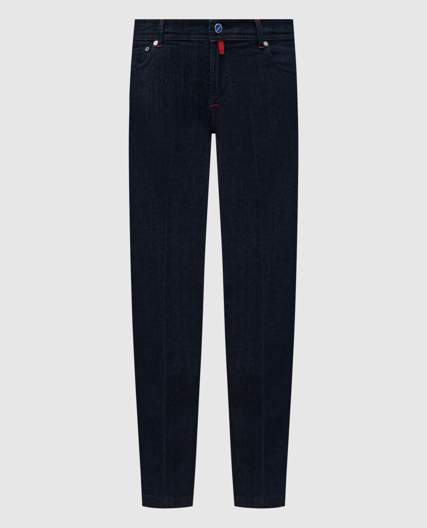 Blue jeans with logo patch Kiton