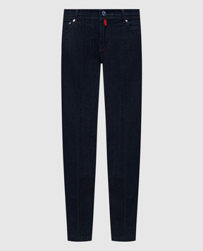 Kiton Blue jeans with logo patch UPNJSK0113H