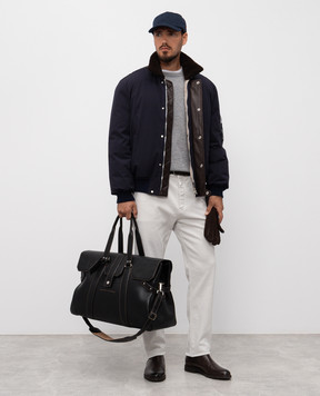 Brunello Cucinelli Blue down jacket with sheepskin MV4061625
