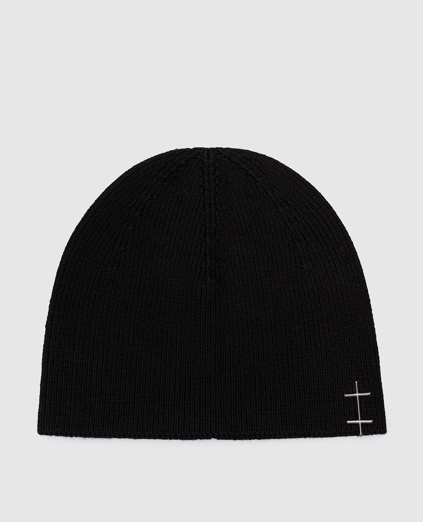 

Black wool cap with metal logo Heliot Emil, Черный