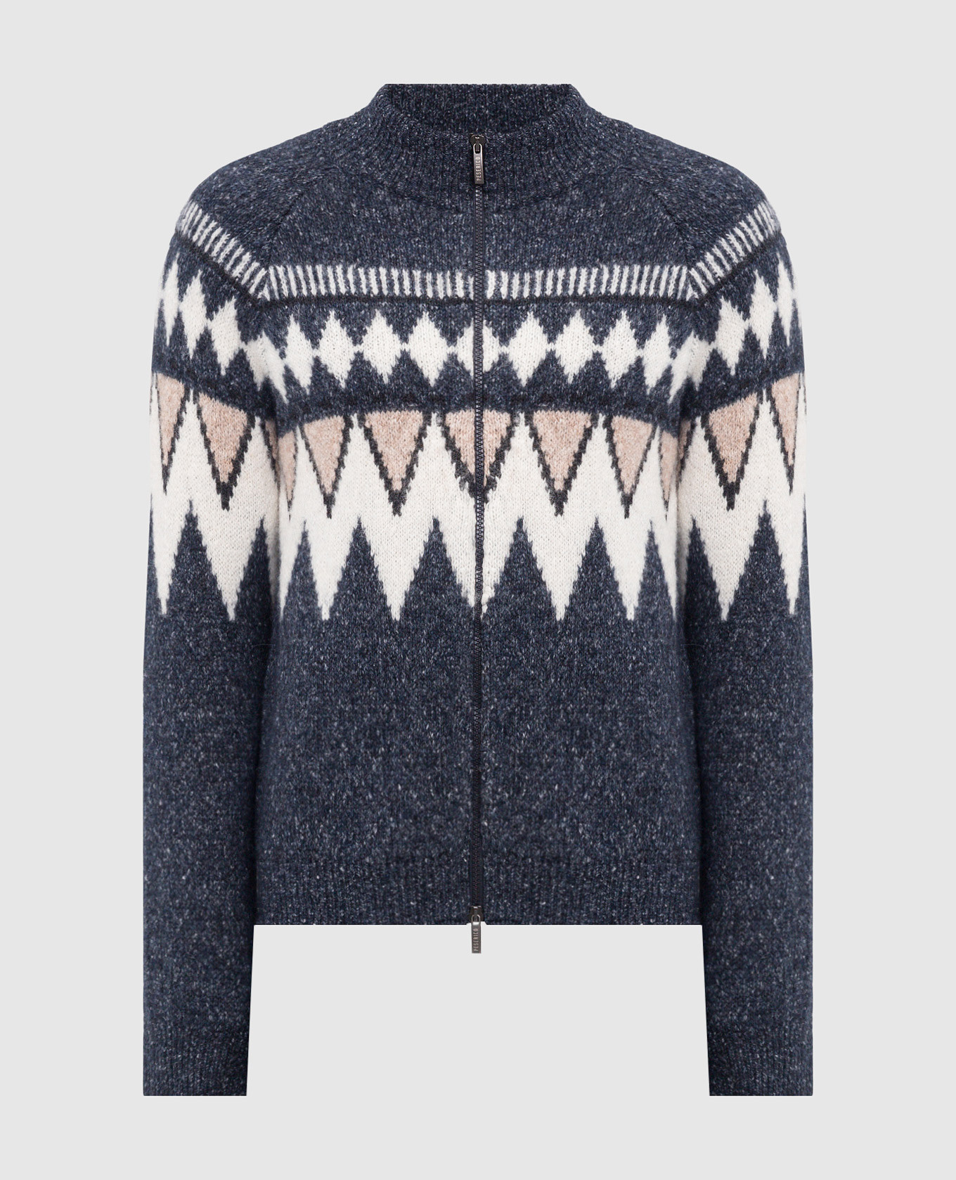 

Blue cardigan with wool with a jacquard pattern Peserico