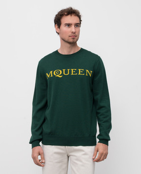 Alexander McQueen Green wool jumper with logo 839681Q1BEB