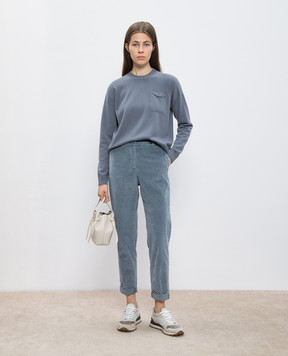 Peserico Gray wool, silk and cashmere jumper with monil chain S99528F12B9018