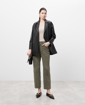 Simonetta Ravizza Diletta green leather pants S05PS31S1