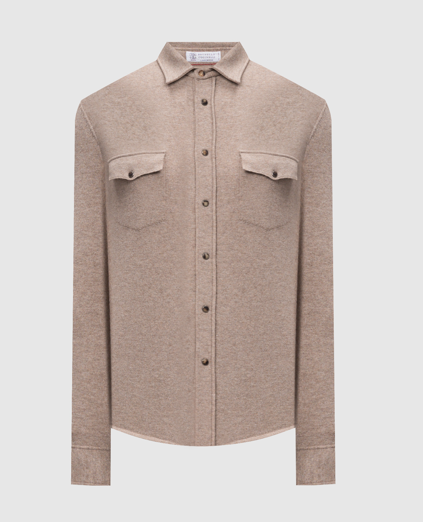 Beige melange shirt made of wool, cashmere and silk brunello cucinelli