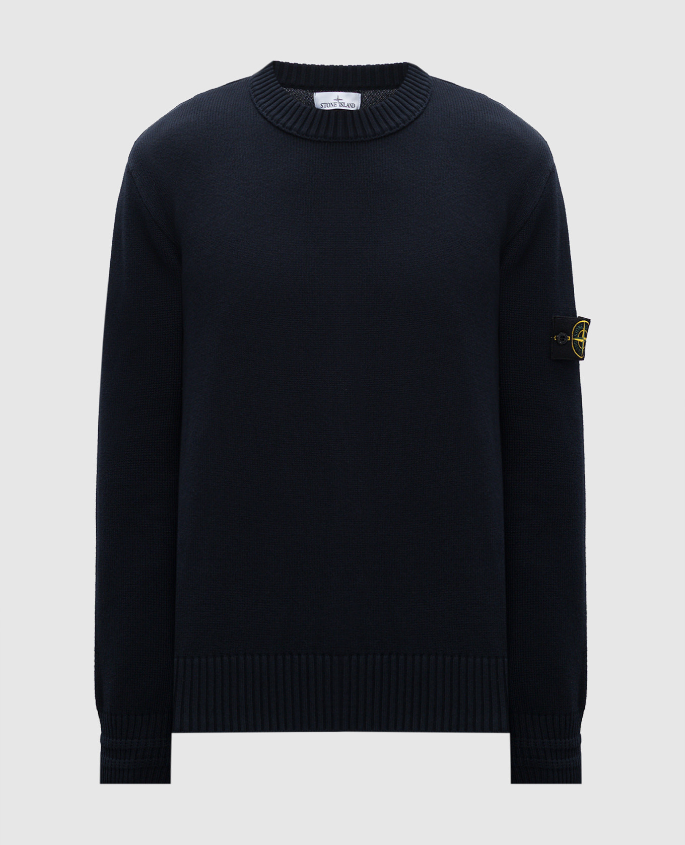 Blue sweater with logo patch stone island