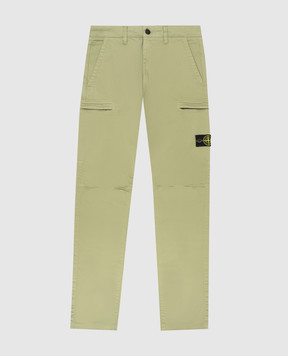 Stone Island Children's green pants with a logo patch 81163101214