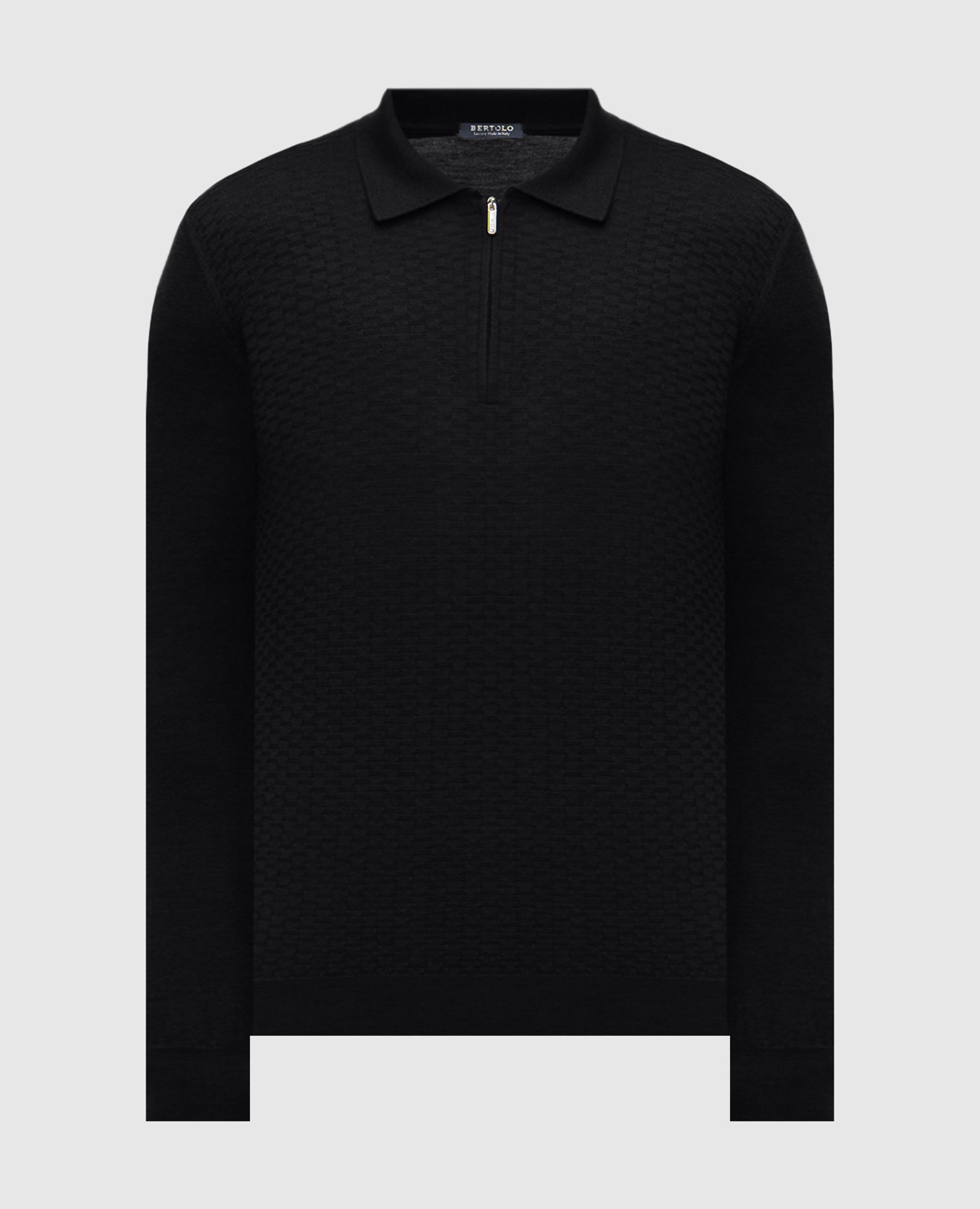 

Black wool and silk polo shirt Bertolo Cashmere