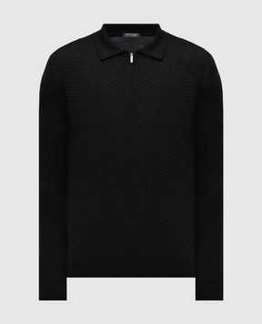 Bertolo Cashmere Black wool and silk polo shirt 902473002514