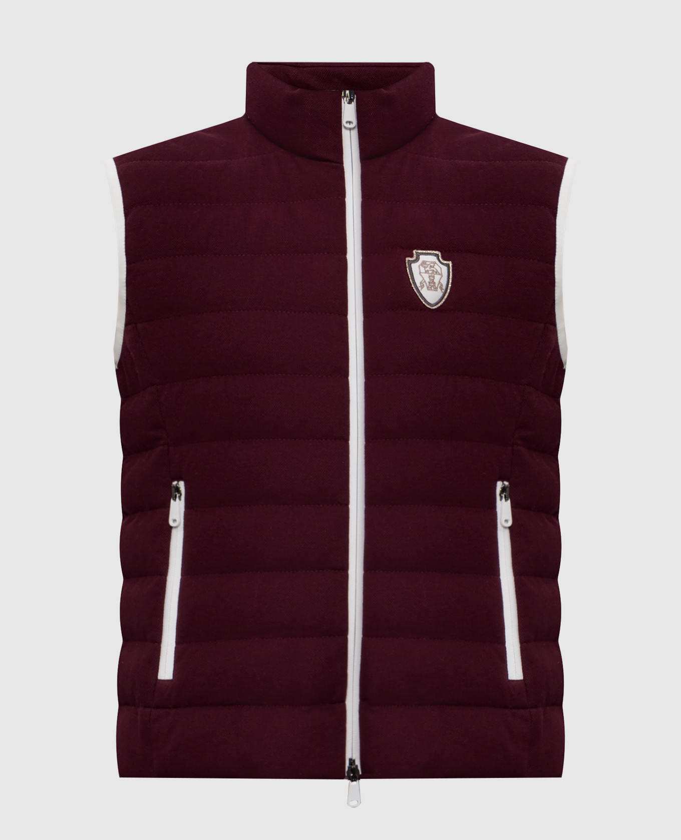 

Burgundy down vest with emblem Brunello Cucinelli