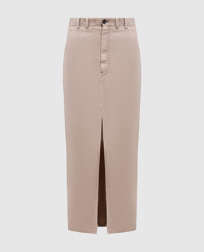 Brunello Cucinelli Beige Chino skirt with linen ML996G3822