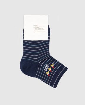 RiminiVeste Children's blue socks Ciocca in a stripe with a pattern 4512
