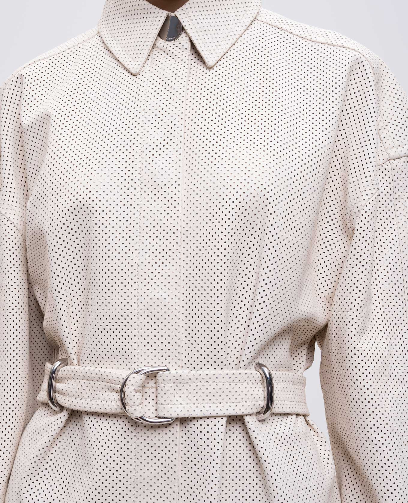 Beige perforated leather raincoat ANTIOPE Max Mara Sportmax 4